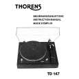 THORENS TD147 Owners Manual THORENS TD147 Owners Manual
