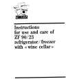 ZANUSSI ZF90/23 Owners Manual ZANUSSI ZF90/23 Owners Manual
