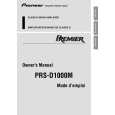 PIONEER PRS-D1000M/XU/UC Owners Manual PIONEER PRS-D1000M/XU/UC Owners Manual